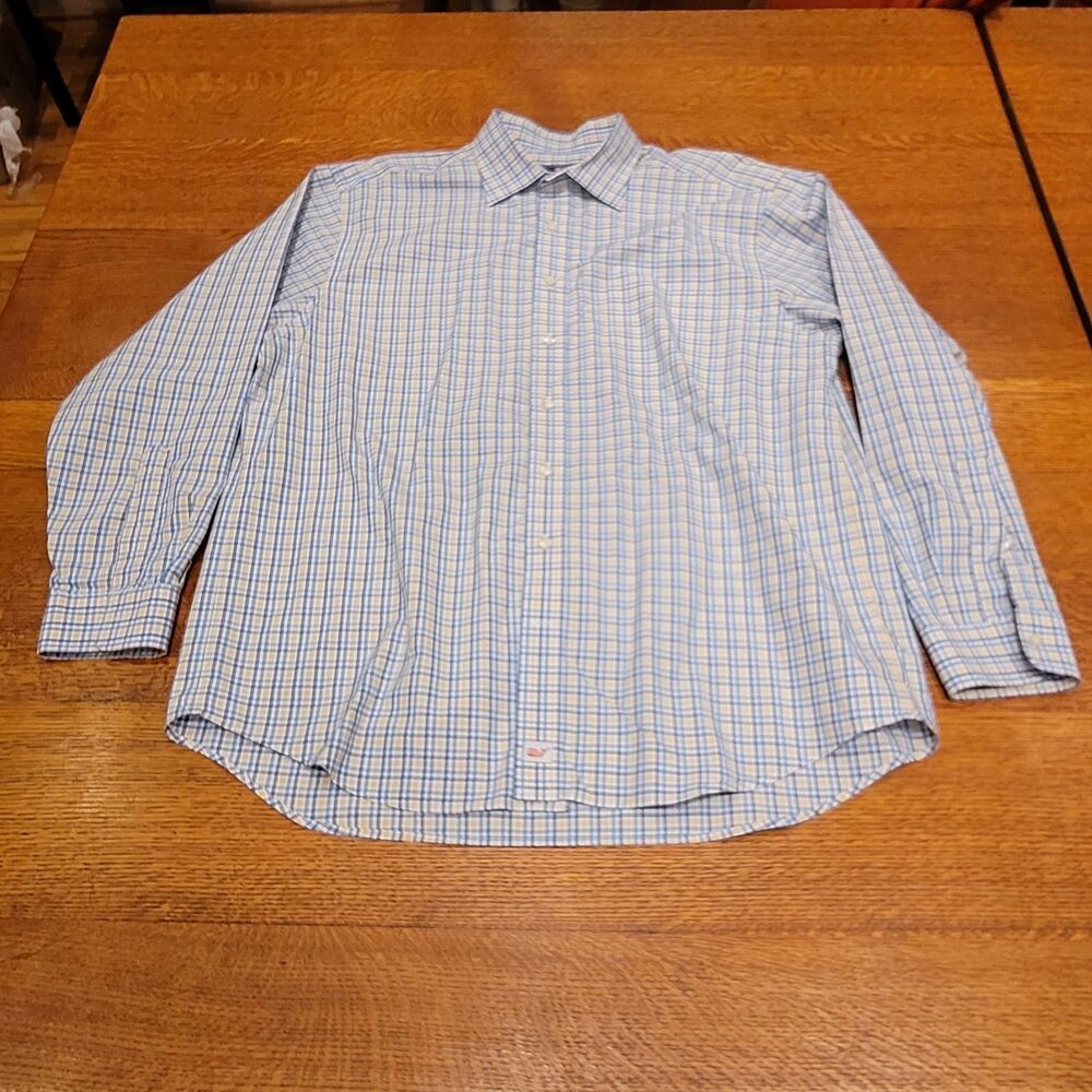 Vineyard vines murray shirt Xl Men's Plaid Blue Yellow White Shirt